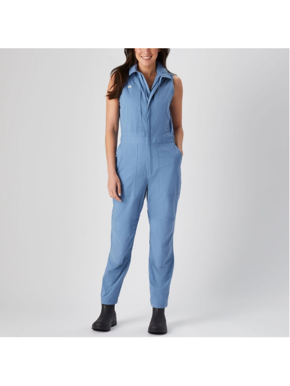 Duluth Women's Heirloom Gardening Sleeveless Ripstop Coveralls Jumpsuit Blue L